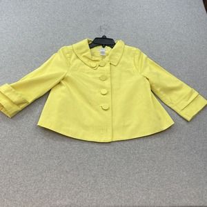 Worthington Coat Womens Petite Small Bright Yellow Button Closure Cotton Blend